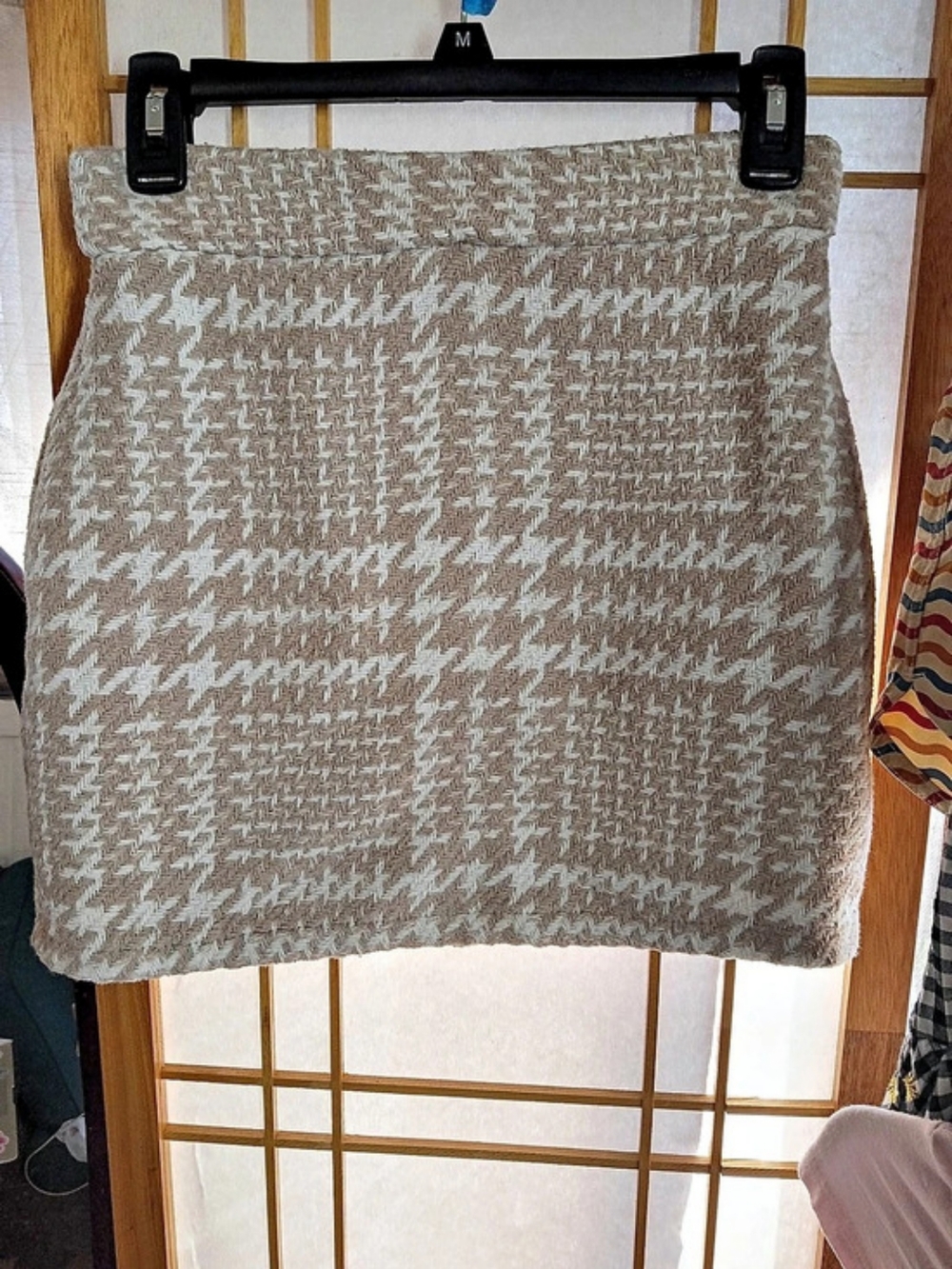 HYFVE Houndstooth Mini Skirt in Brown & White Size Small